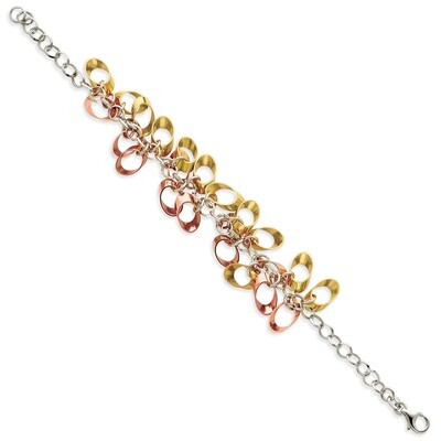 Rhodium Bracelet Sterling Silver QPRF145-7.5