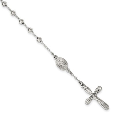 Single Decade Rosary Bracelet 7.5 Inch Sterling Silver Polished QH5142-7.5, MPN: QH5142-7.5, 196904…