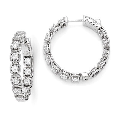 CZ In and Out Hoop Earrings Sterling Silver Rhodium-plated QE11264, MPN: QE11264, 886774295411