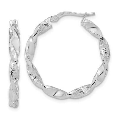 Textured Twisted Hoop Earrings 14k White Gold Polished TF1970W, MPN: TF1970W, 191101785795