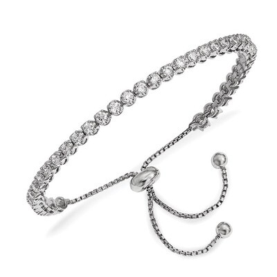 CZ Adjustable Bracelet Sterling Silver Rhodium-plated QG4182, MPN: QG4182, 886774120874