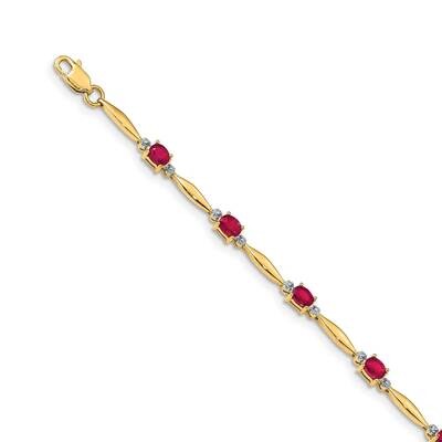 Composite Ruby Oval Bracelet 14k Gold Diamond BM4484-RU-001-YA, MPN: BM4484-RU-001-YA, 883957476568