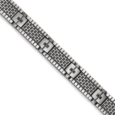 Antiqued Brushed Synthetic Diamond Bracelet - Stainless Steel SRB1651-8.25 by Chisel, MPN: SRB1651-…