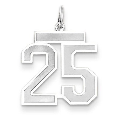 Number 25 Charm Medium Satin 14k white Gold WSM25, MPN: WSM25, 883957077314