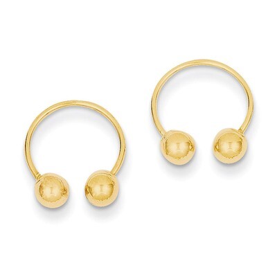 Open Hoop Beaded Earrings 14k Gold SE473, MPN: SE473, 27657591163