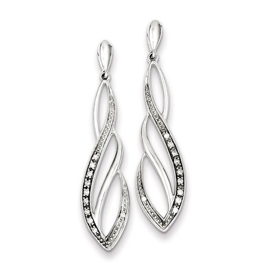 Swirl Post Dangle Earrings Sterling Silver Rhodium-plated Diamond QE10594, MPN: QE10594, 8839575999…