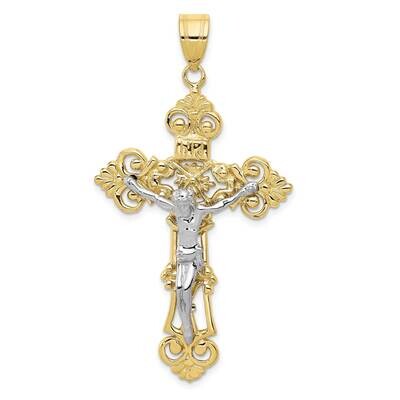 Two-Tone Inri Fleur De Lis Crucifix Pendant 10k Gold 10ZC243, MPN: 10ZC243,
