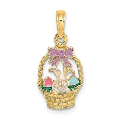 Easter Basket with Bunny Bow Eggs Charm 14k Gold Enamel K6740, MPN: K6740, 637218119332