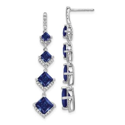 Si1/Si2, G H I, Cr.Sapphire Drop Post Earrings 14k White Gold Lab Grown Diamond EM7966-CSA-035-WLG,…