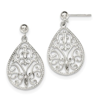 Diamond-cut Post Earrings Sterling Silver Polished QE11989, MPN: QE11989, 886774760940