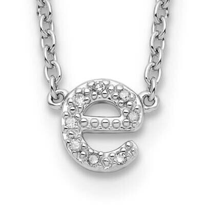 Sterling Silver Polished Diamond Initial e with 2 in ext Necklace PXD2711/E-SSS45