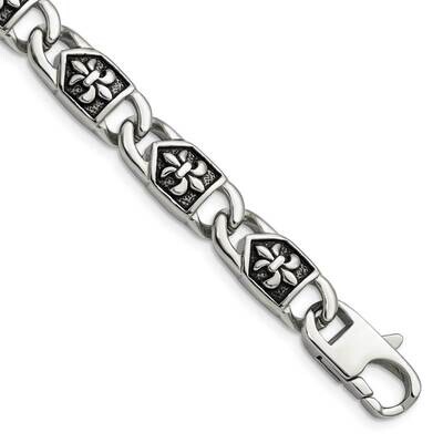 Antiqued Fleur de Lis Bracelet Stainless Steel Polished SRB1270-8.75 by Chisel, MPN: SRB1270-8.75, …