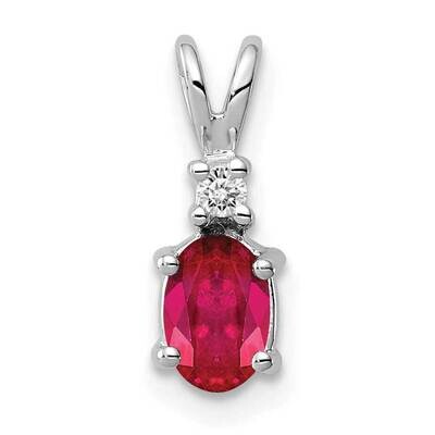 6x4mm Oval Ruby Diamond pendant 14k White Gold XP1003R_AA, MPN: XP1003R_AA, 883957170350