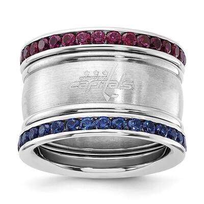Stainless Steel NHL Washington Capitals Crystal Stacked Ring Set CAP035CR-SZ6