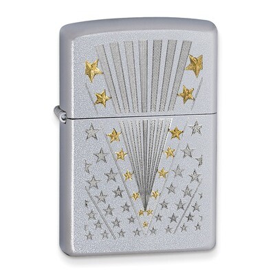 Zippo Flag Satin Chrome Lighter GM11189