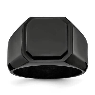 Black Ip-Plated Signet Ring Stainless Steel Polished SR647-10, MPN: SR647, 191101874178