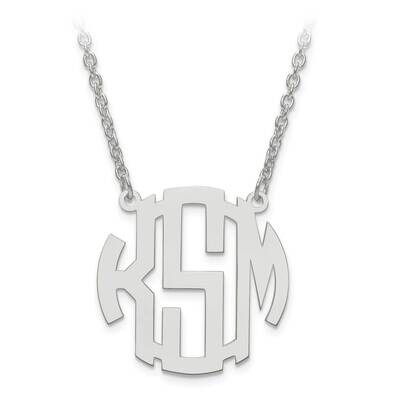 Small Polished Block Letter Circular Monogram Plate with Chain 14k White Gold XNA588W, MPN: XNA588W…