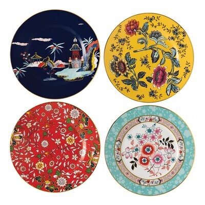 Wedgwood Wonderlust Plate 8 Inch Set of 4 (Blue Pagoda, Camellia, Crimson Jewel &amp; Yellow Tonquin) 4…