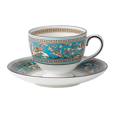 Wedgwood Florentine Turquoise Teacup and Saucer Set Leigh, MPN: 40018022, 701587271981