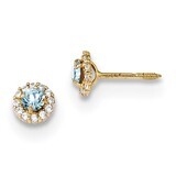 Madi K Polished Blue and Clear CZ Diamond Post Earrings 14k Gold GK927, MPN: GK927, 191101077814