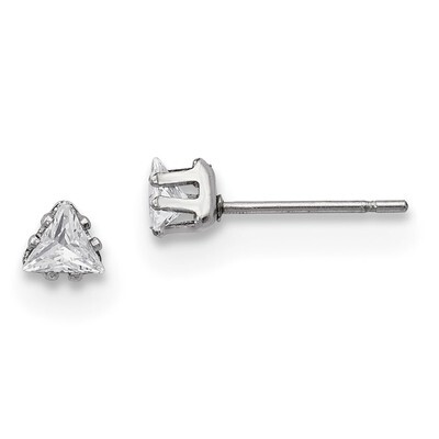 4mm Triangle Diamond CZ Stud Post Earrings Stainless Steel Polished SRE1129 by Chisel, MPN: SRE1129…