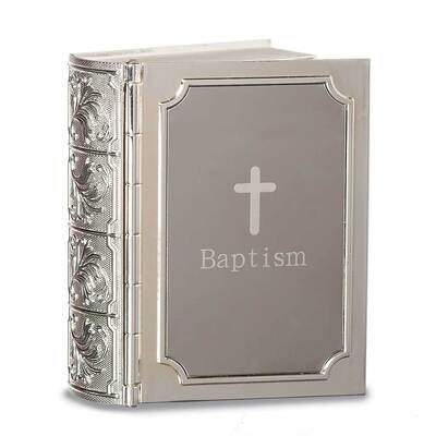 Silver-tone Ivory Enamel Baptism Bible Keepsake Box GM23593, MPN: GM23593, 89945622980