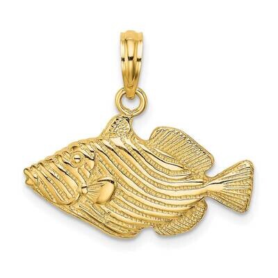 Engraved Striped Fish Charm 14k Gold 2-D K7702, MPN: K7702, 637218012701