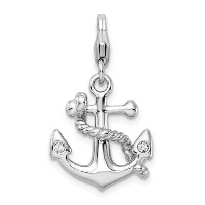Sterling Silver 3-D Enameled Anchorwith 13mm Lobster Clasp Charm QCC547/13MM