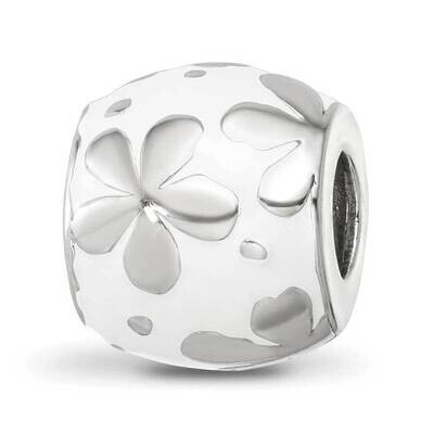 White Enamel Floral Bead Sterling Silver QRS4215, MPN: QRS4215,