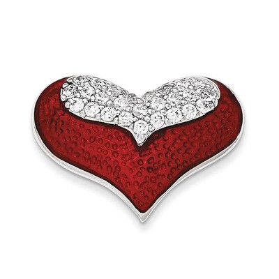 Polished Red Enamel With CZ Slide Sterling Silver QP4239