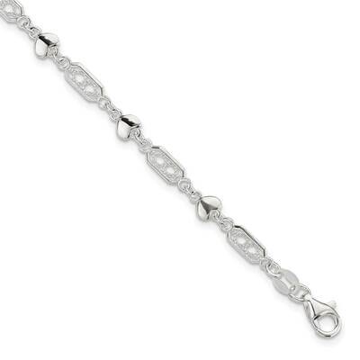 Fancy Heart Link Bracelet Sterling Silver QG5877-7.5, MPN: QG5877-7.5, 196904164969