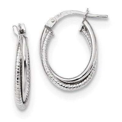 Polished Textured Double Hoops Earrings 14k white Gold TF1103W, MPN: TF1103W, 191101055669