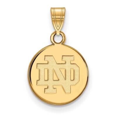 University of Notre Dame Small Disc Pendant 14k Yellow Gold 4Y035UND, MPN: 4Y035UND, 191101130861