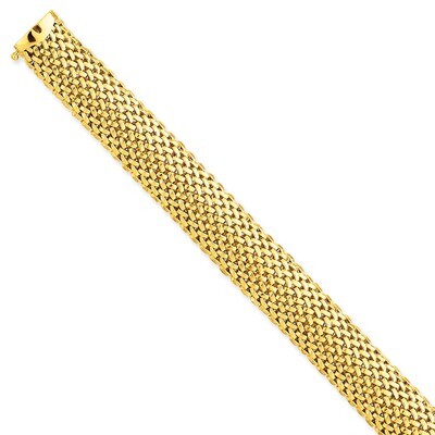 13.75mm Polished Mesh Bracelet 7.25 Inch 14k Gold SF598-7.25, MPN: SF598-7.25, 883957534343
