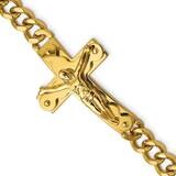 Yellow Ip-Plated Crucifix 8.25 Inch Bracelet Stainless Steel Polished SRB2658-8.25, MPN: SRB2658-8.…