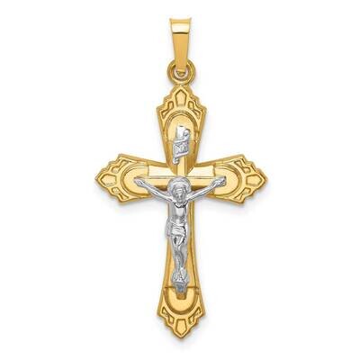 Hollow Polished Fleur de Lis Crucifix 14k Two-tone Gold XR1729, MPN: XR1729, 883957950464