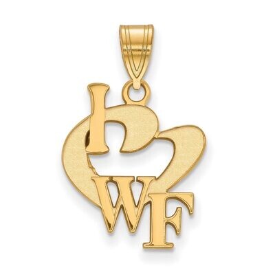 Wake Forest University Large I love Logo Pendant Gold-plated Silver GP014WFU, MPN: GP014WFU, 886774…