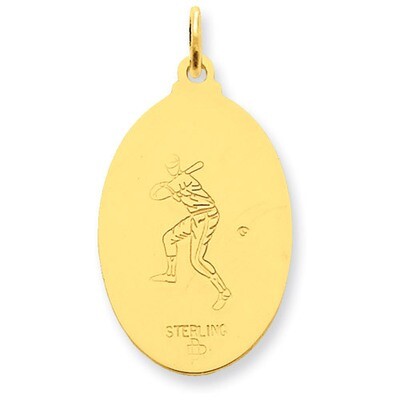24k Gold-plated Saint Christopher Baseball Medal Sterling Silver QC5629