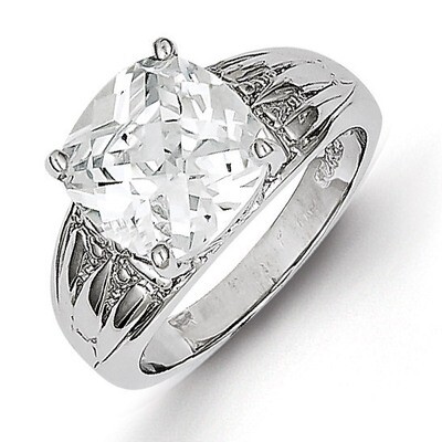 Clear Ring Sterling Silver Diamond QR4267, MPN: QR4267, 883957041926