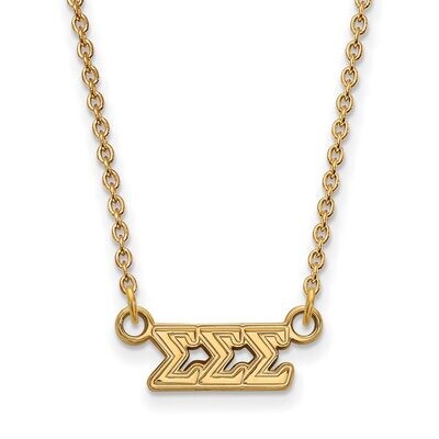 Sigma Sigma Sigma Extra Small Pendant with 18 Inch Chain Gold-plated Silver GP006SSS-18, MPN: GP006…