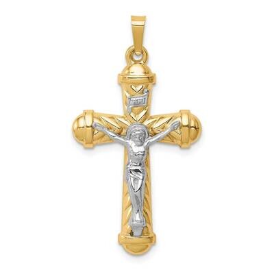Hollow Polished Chevron Design Crucifix 14k Two-tone Gold XR1855, MPN: XR1855, 883957603742