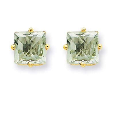 6mm Square Green Quartz Earrings 14k Gold XE62AG, MPN: XE62AG, 883957094236