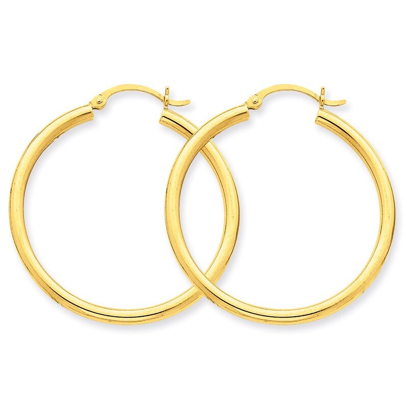 Polished 2.5mm Round Hoop Earrings 10k Gold 10T934, MPN: 10T934, 883957896205