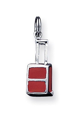 Red Enameled Luggage Charm Sterling Silver QC3867