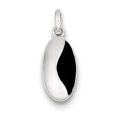 Sterling Silver Rhodium Plated Silver/Black Enamel Pendant QP2828