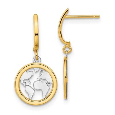White Rhodium Earth Dangle Earrings 14k Gold Polished YE2114, MPN: YE2114, 191101786136