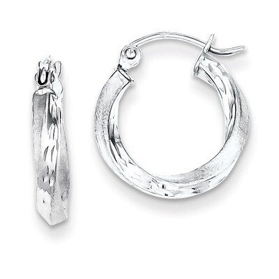 Satin Finished Twisted Hoop Earrings Sterling Silver Rhodium-plated QE4595, MPN: QE4595, 8839579320…