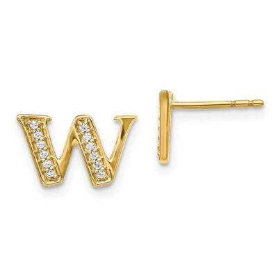 Initial W Earrings 14k Gold Diamond EM4170W-010-YA, MPN: EM4170W-010-YA, 883957261997