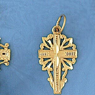 Dazzlers Jewelry Cross Pendant Necklace Charm Bracelet in Yellow, White or Rose Gold 7895, MPN: DZ-…