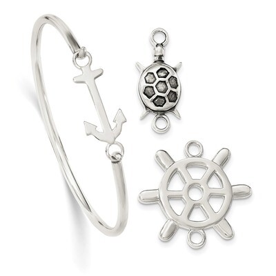 Interchangeable Nautical Charms 3.00mm Bangle Sterling Silver QB999, MPN: QB999, 883957247786